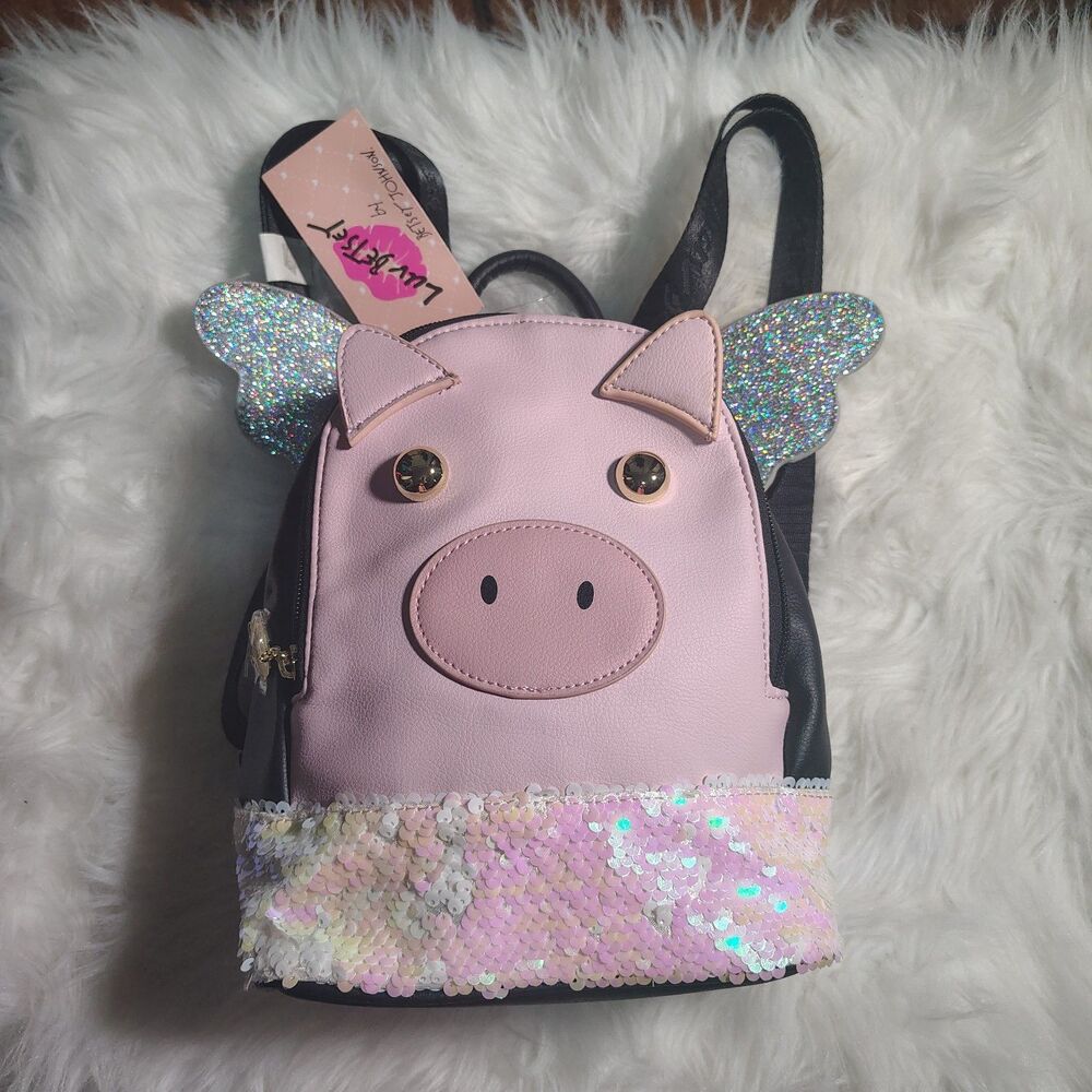 Betsey Johnson Flying Pig Mini Backpack Purse NWTS